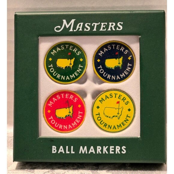 Masters Golf Ball Markers 4Pack Augusta National Classic Logo PGA Tiger - Picture 1 of 3